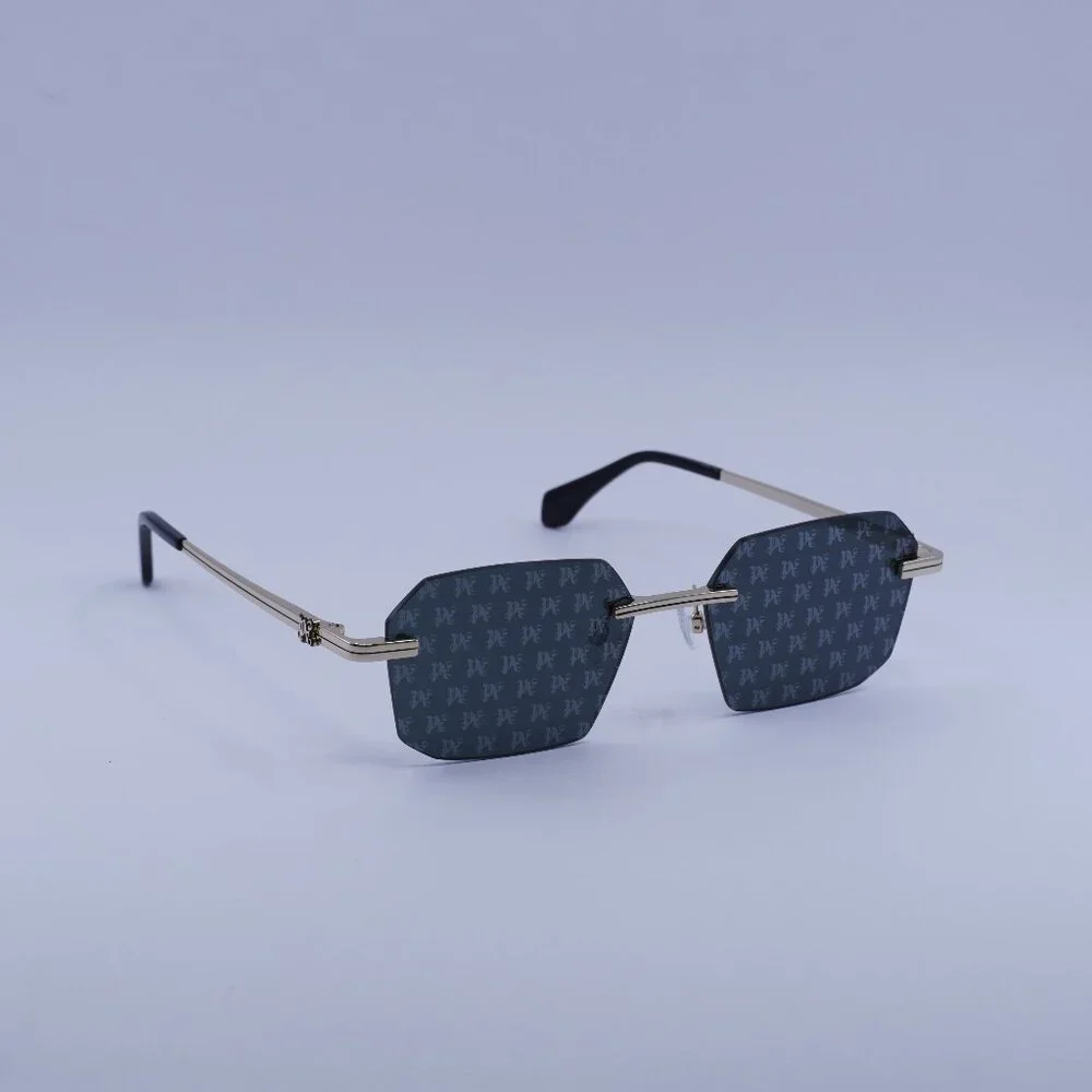 Palm Angels PERI10G QUARTZ 7607 Sunglasses Gold Geometric Frame, Grey Lenses